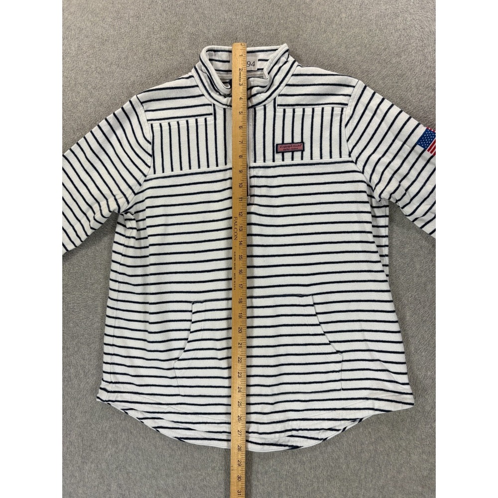 Vineyard Vines Stitched Logo Striped 1/4 Zip USA Flag Pullover (Women's Medium) - Picture 10 of 13